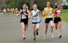 Jade Allen (Rotherham),  J. Fairchild (Trafford), Seonaid A. Murray (LIverpool Harriers) and Tessa Walker (Salford) lead the Womens Northern 6 Stage Road Relay, Sefton Park, Liverpool.